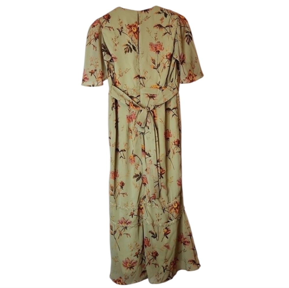 HOPE & IVY Maternity Women’s Floral Circular Sleeve V Neck Empire Waist, size 10 - Picture 2 of 11